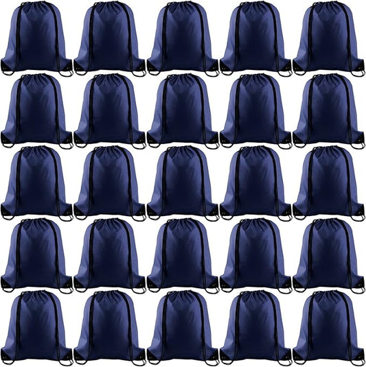 KUUQA 50Pcs Navy Blue Drawstring Backpack Bulk Drawstring Bags String Bags Storage Bags Gym Backpack for Sport Gym Traveling
