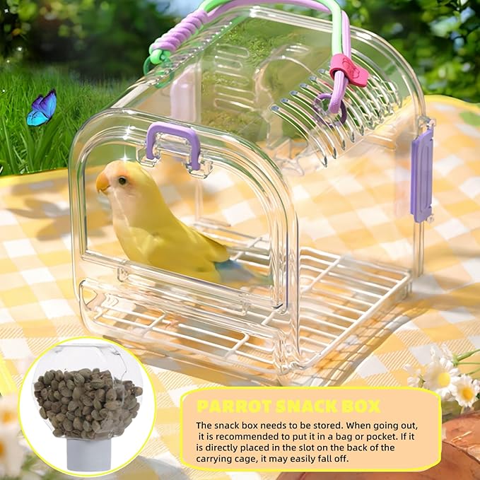 Portable Plastic Bird Cages，Travel Bird Cage,Lightweight Waterproof Ventilated Small Bird Cage,Outdoor Use Easy to Carry,for Small Birds, Budgies and Pet Birds (Green, B)