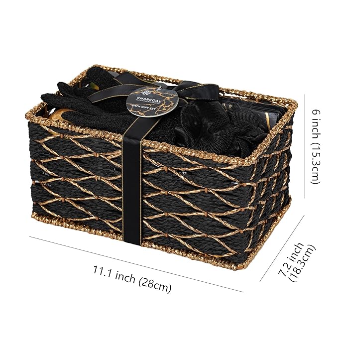 35 Pcs Christmas Gifts for Women & Men, Charcoal Bath & Body Gift Basket, Face Skin Care Kit, Self-Care Gift, Diffuser, Shower Gel, Massage Oil, Bath Bomb, Birthday, Valentines, Mother Day, Husband