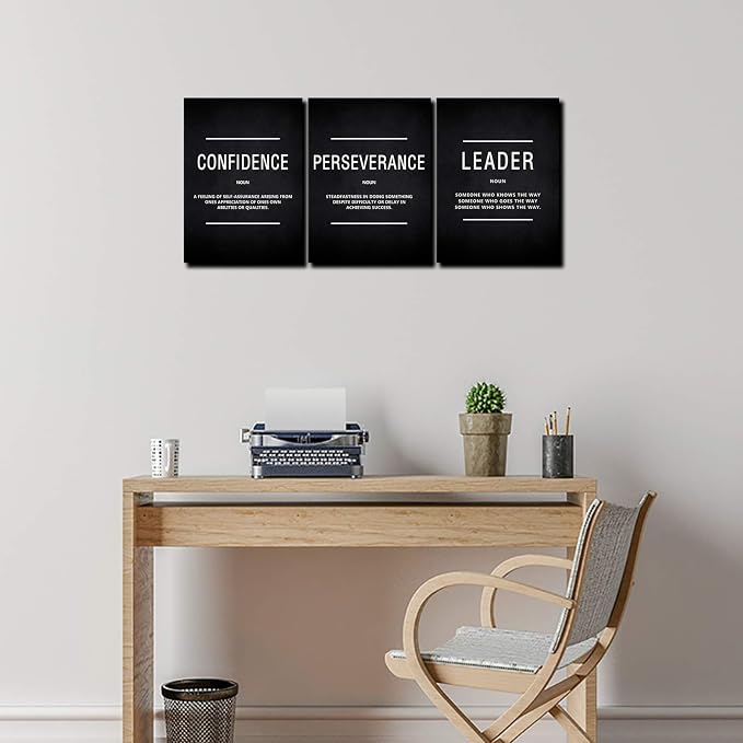 HUADO Motivational Canvas Wall Art, Leader Confidence Perseverance Office Wall