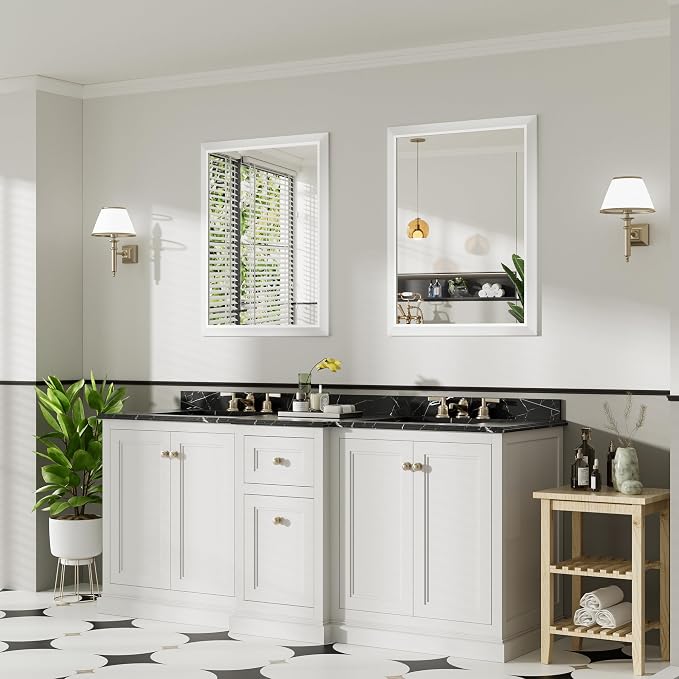 28x36 Inch White Bathroom Mirror