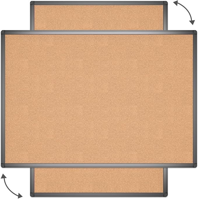 VIZ-PRO Cork Notice Board, 36 X 24 Inches, Cork Bulletin Board