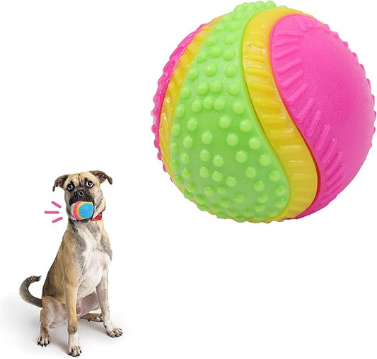 SPOT Sensory Ball for Soft Chewers - Stimulates All 5 Senses, Bell & Squeaker Sounds, Raised Nubs Clean Teeth, High Contrast Fetch Toy, Beef Scented, Durable TPR Rubber Ball, 2.5-inch
