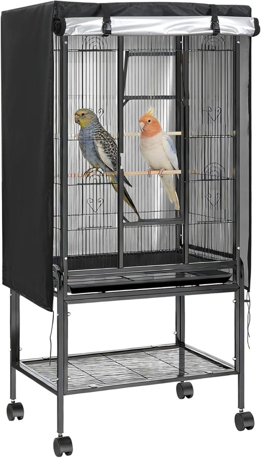 Bird Cage Cover 35"x25"x47" Heavy Duty Waterproof Bird cage Covers for Night, Zipper Panel Blackout Birdcage, Good Night Enclosure for Parakeet, Parrot, Cockatiel and More Finches