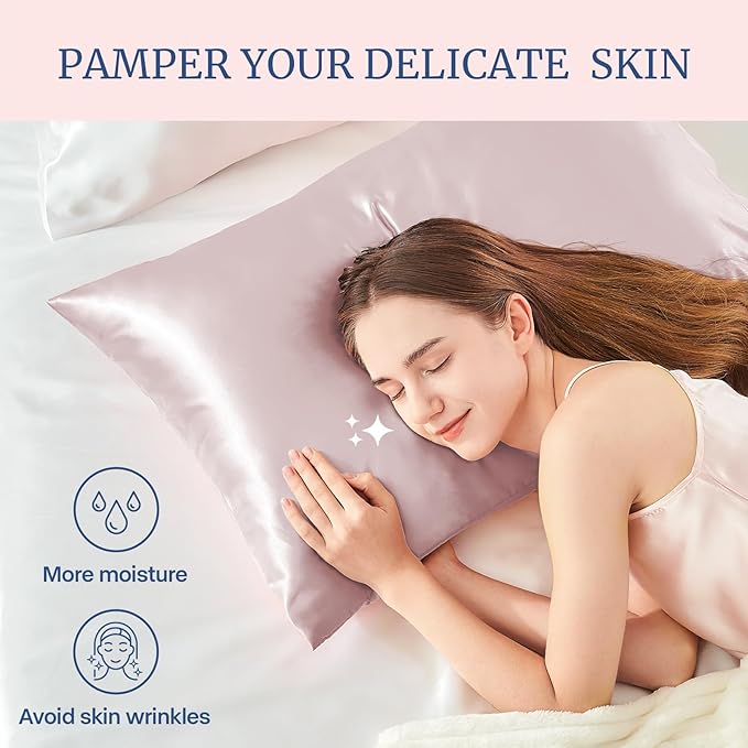 BEDELITE Satin Pillowcase for Hair and Skin, Super Soft Similar to Silk Pillow Cases 4 Pack with Envelope Closure, Cooling Pillowcases for Women Men (20"x30" Queen Size, Lotus Pink)