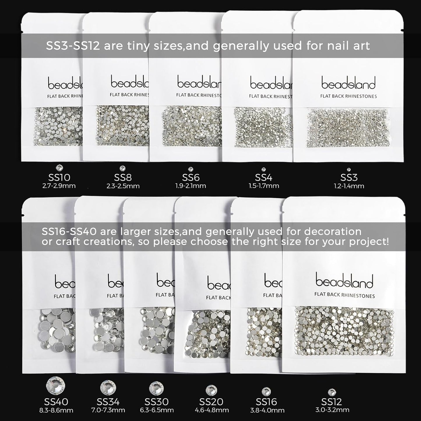 Beadsland 2880pcs Flat Back Crystal Rhinestones Round Gems for Nail Art and Craft Glue Fix,Light Pink,SS4,1.5-1.7mm