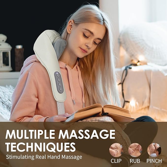 Therapexa Neck & Shoulder Massager, Back Massager for Pain Relief Deep Tissue,Massager for Neck and Shoulder Pain,Back Massager with Heat. (Gray)