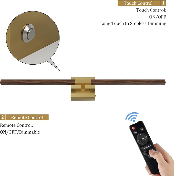 Rayogale 32 Inch Rechargeable Battery Operated Wall Sconce Set 2, 8000mAh
