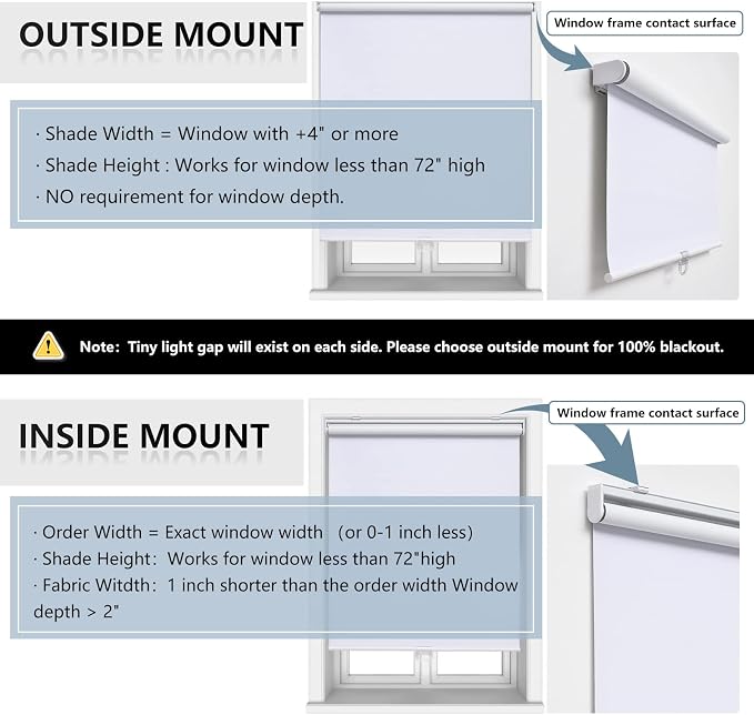 AOSKY Cordless Roller Shades Blackout Blinds