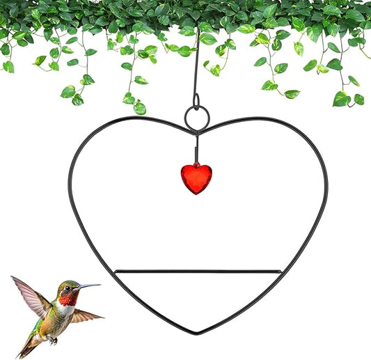LemonRoad Hummingbird Swing, Tweet Heart Birdie Swing, Copper Hummingbird Perch Metal Frame for Wild Finches & Orioles Bird Outdoors Indoor Trunk Lawn Patio Garden (Black)