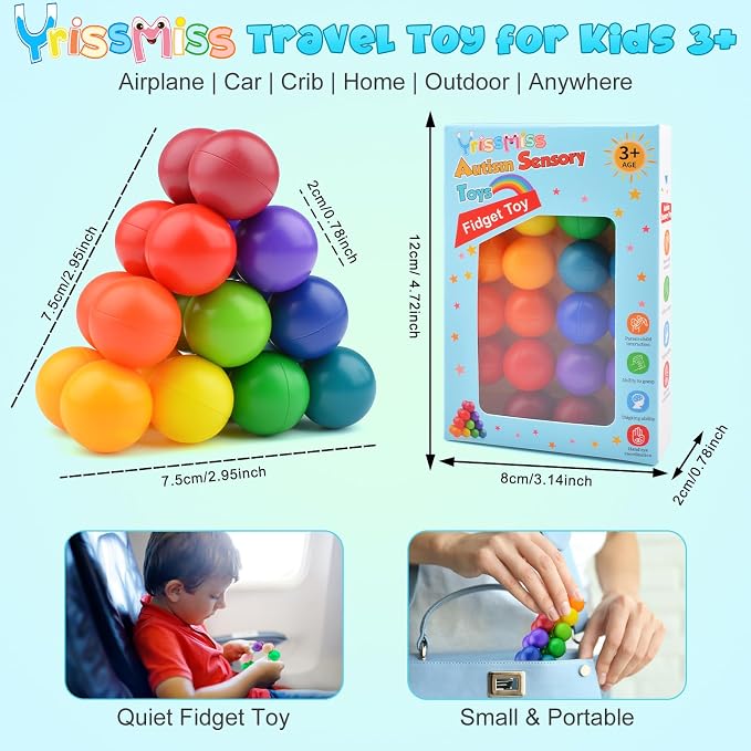 Yrissmiss 2PCS Autism Sensory Toys for Autistic Children, Sensory Fidget Toys for Kids Adults, Autism Learning Materials ADHD Fidget Toys Easter Basket Stuffers Gifts for Kids Boys Girls 3+ Year Old D