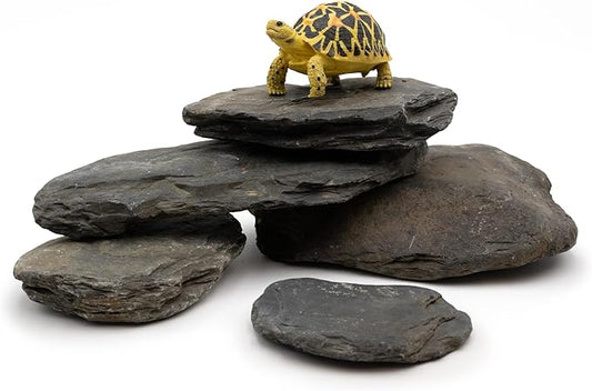 Aquarium Stone Stream Turtle Platform Natural Slate 3-7 inches Fish Tank Rock for Aquarium Decoration and Shrimp Tanks and Amphibian & Reptile Terrariums-5lb