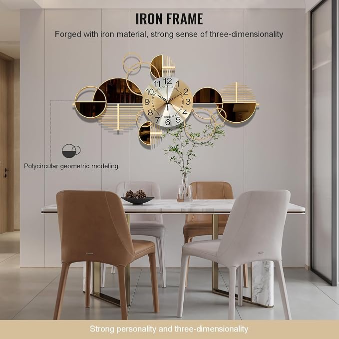 Metal Wall Clock Decorative 3D Metal Wall Art Clock