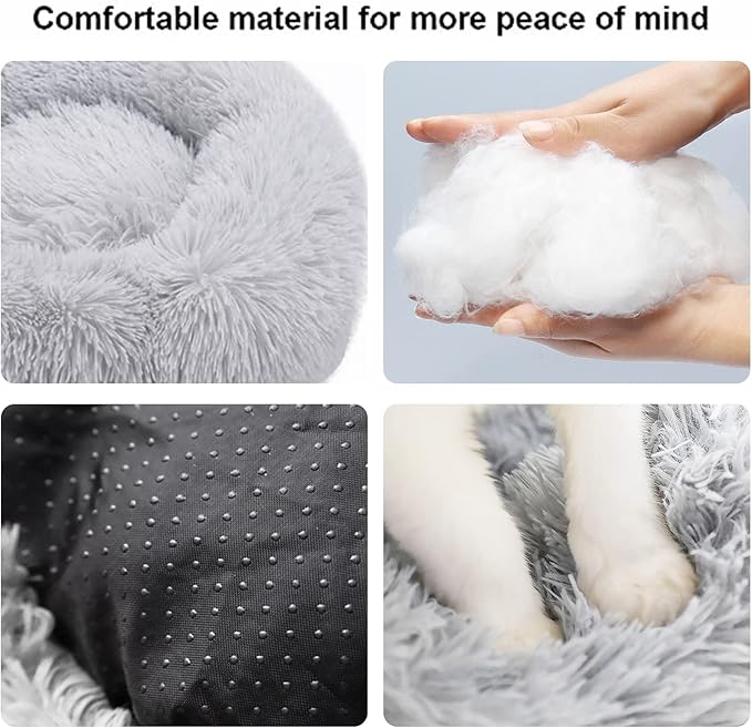 Nisrada Dog Bed for Medium Large Dogs, 36 inch Calming Dogs Bed, Washable-Round Cozy Soft Pet Bed for Puppy and Kitten with Slip-Resistant Bottom