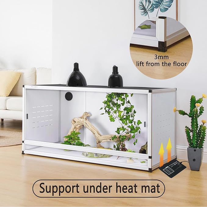 PVC Reptile Enclosures 4'x2'x2' Stackable 120 Gallon ToxiRium Large Reptile Terrarium for Bearded Dragon Space Efficient Lizard Snake, Wide Lounge Vivarium with Sliding Doors Lock-2pcs with spacers