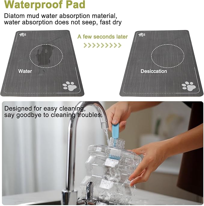 RIZZARI Large Water Dispenser for Dogs: 8L Gravity Gray Automatic Stainless Steel Waterer - 100% BPA Free - Raised Pet Feeder for Senior Dogs with Joint Pain in Bedroom Garden