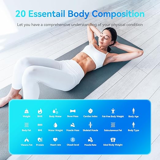 YOUSA Digital Scale for Body Weight High Accuracy Digital Smart Bathroom Scale LED Display Body Composition Scale FSA HSA Eligible Body Weight Scale Support 20 Body Data Sync with Fitness App