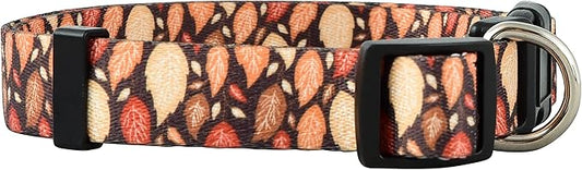 Native Pup Thanksgiving Dog Collar- Fall Collars for Dogs- Autumn Leaf, Turkey, Pumpkin Pie, Holiday Leaves- Girl Boy Puppy- Adjustable for Small, Medium, Large Breeds (Fall Leaves, Medium)