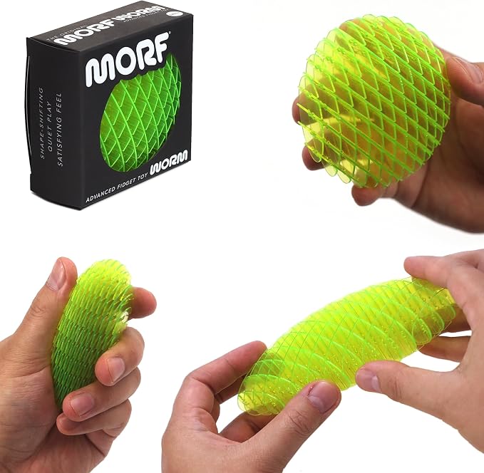 Morf Worm 3D Sensory Figgy Fidget Toy, Green, Small | Quiet Fidget Toy: Sensory Figgy toy for focus and stress relief; satisfying tactile play for classrooms, desks, and travel
