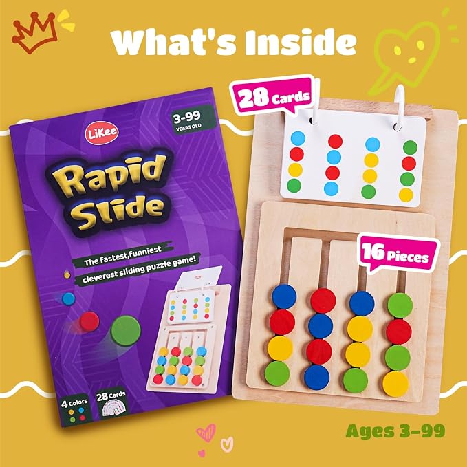 LiKee Slide Puzzle Color Sorting Matching Toys, Airplane Car Travel Busy Board for Toddler No-Lose-Parts and Portable, Montessori Wooden Educational Toys Board Games for Kids Boys Girls 3+ Years Old