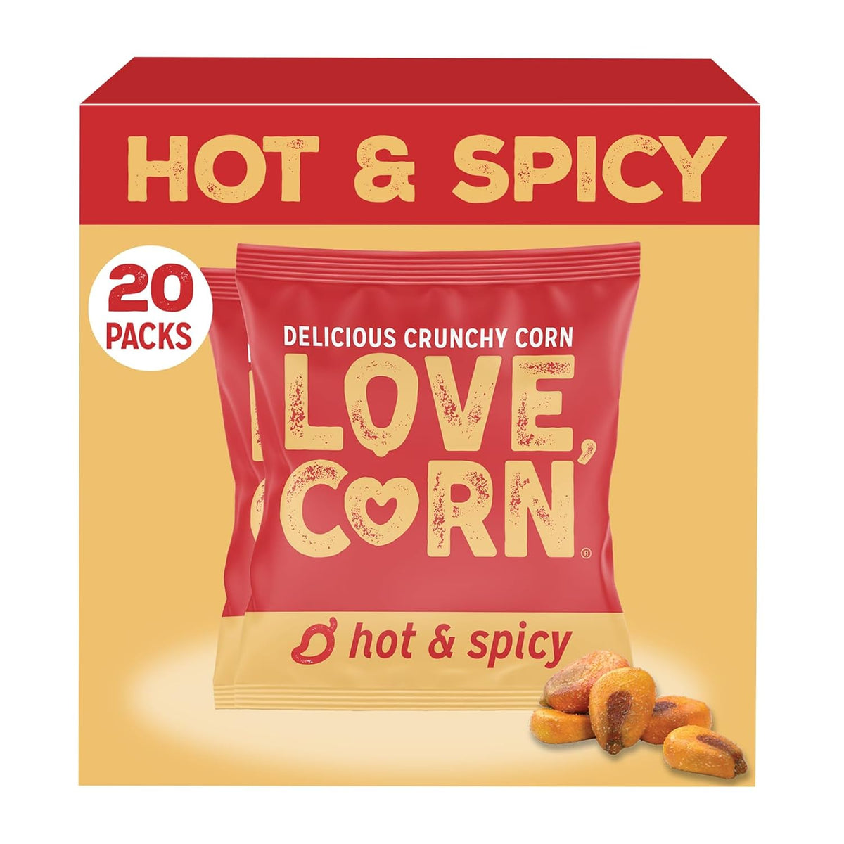 LOVE CORN Sea Salt – Crunchy Roasted Corn Snack, 3 Simple Ingredients, Gluten Free, Non-GMO, Vegan – Alternative to Chips, Nuts & Crackers – Lunchbox, Office & On-the-Go Snacks – 0.7oz × 20 Bags