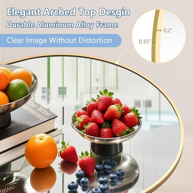 Oversized Floor Mirror Full Length 82"X44", Extra Large Arched Full Length