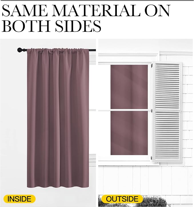 NICETOWN Kitchen Curtains, Dry Rose, Short Blackout Curtains & Drapes, Thermal