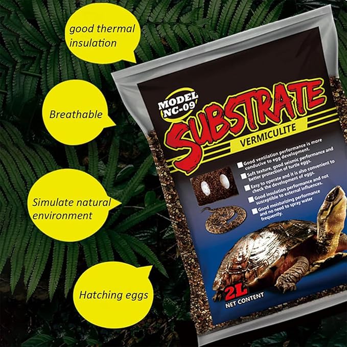 Hamiledyi Reptile Substrate Vermiculite Bedding Snake Hibernant moisturizing Soil Terrarium Bedding for Snake Tortoise Lizard Hatching Eggs(2.1Quart/2L)
