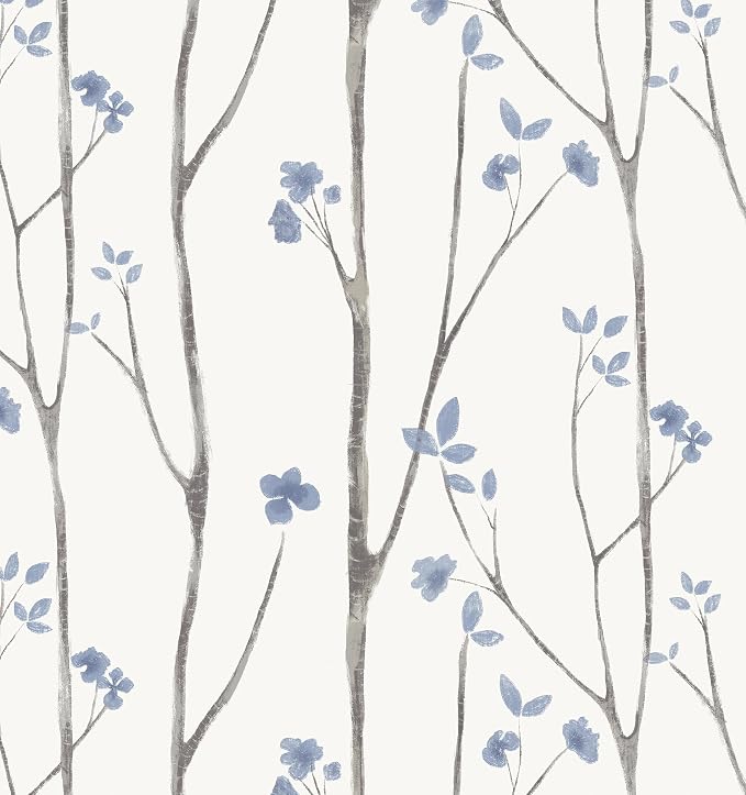 Timeet 16.1" x 197" Leaf Wallpaper Peel and Stick White and Purple Wallpaper