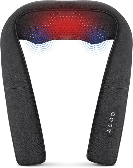 Nekteck Vibrating Neck and Back Massager with Soothing Heat, Electric Deep Tissue Massage Pillow for Shoulder, Leg, Body Muscle Pain Relief, Home Office Car Use, Gifts for Men Women, FSA/HSA Eligible