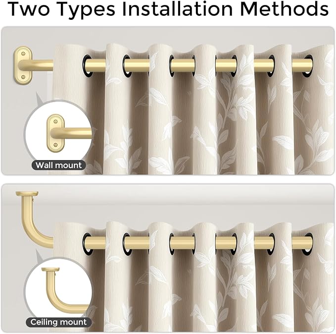 2 Pack Curtain Rods 36-88 Inch, 1 Inch Adjustable Heavy Duty Room Darkening
