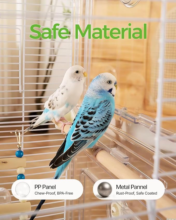 Clear View Bird Cage, Indoor & Travel Small Birdcage for Parakeet, Budgies, Cockatiels (Stand Sold Separately), Canary Jaulas para pájaros