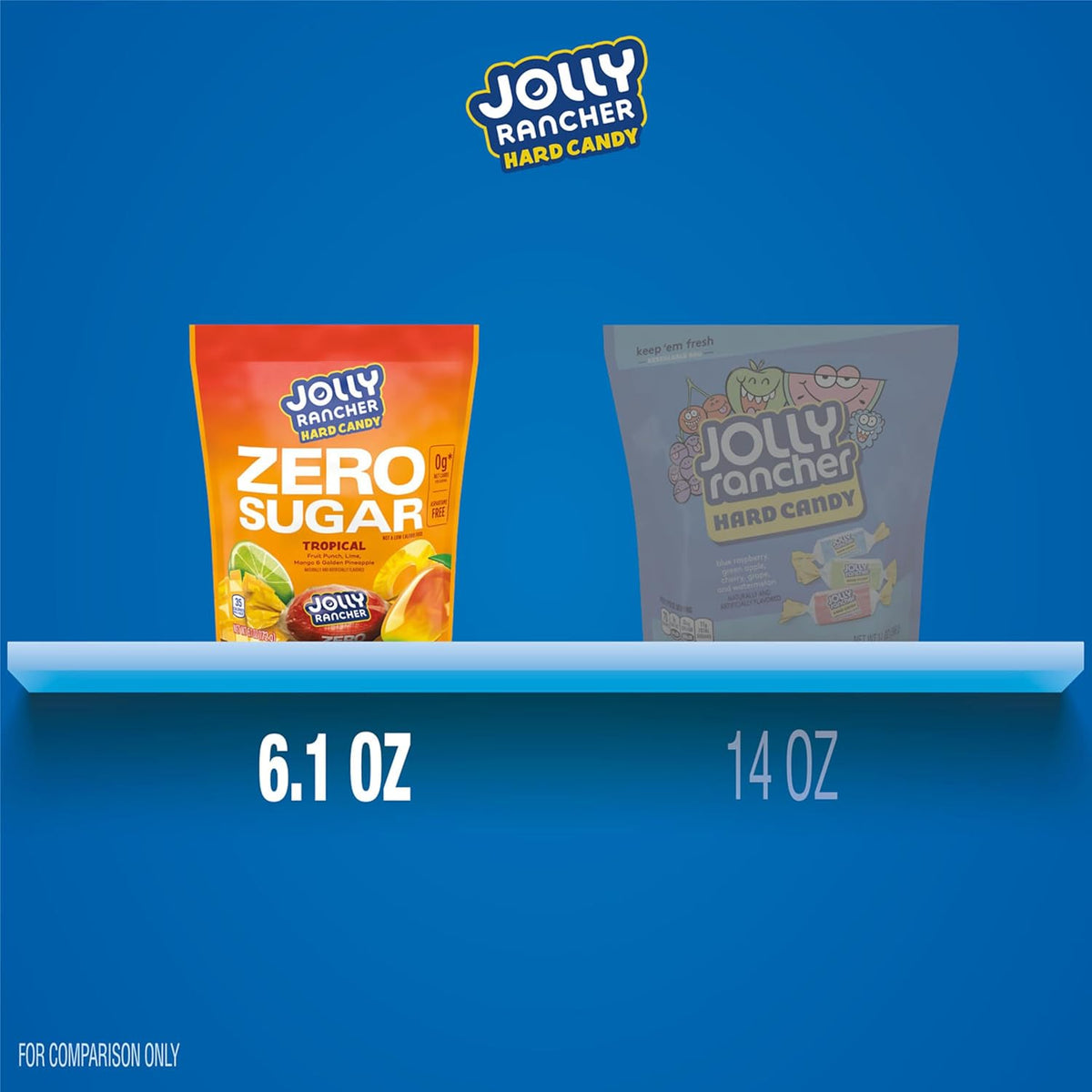 JOLLY RANCHER Zero Sugar Tropical Fruit Flavored Hard Candy Bag, 6.1 oz