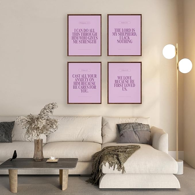 Locomiss Purple Christian Wall Art Decor Posters, Minimalist Jesus Scripture