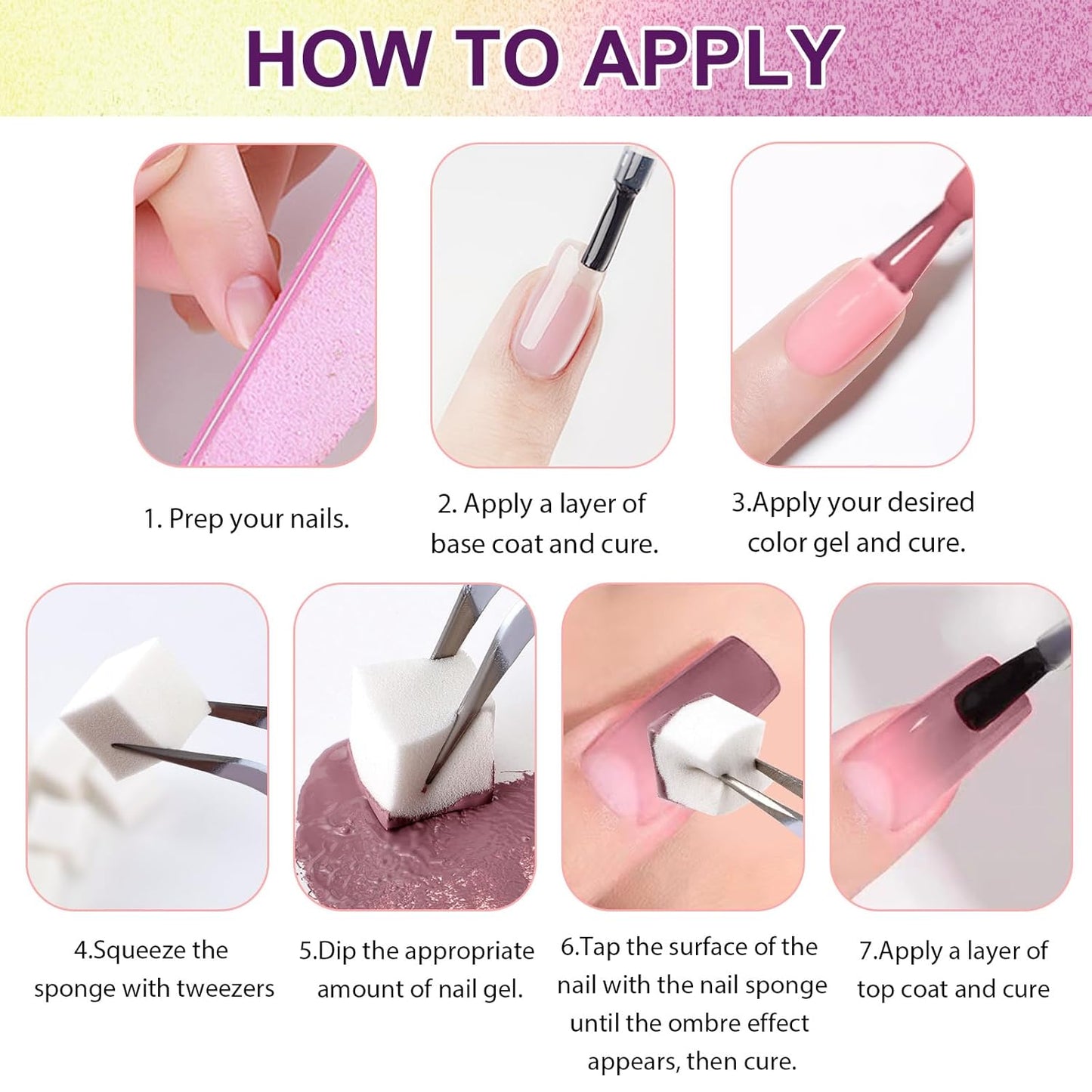 Gradient Painting Gel, 9 Bright Colors Ombre Gel Nail Polish for Pigment Pat Aura Nails French Ma nicure Soak Off UV Long-lasting No-wipe Home Salon DIY Nail Art Vegetable Salad