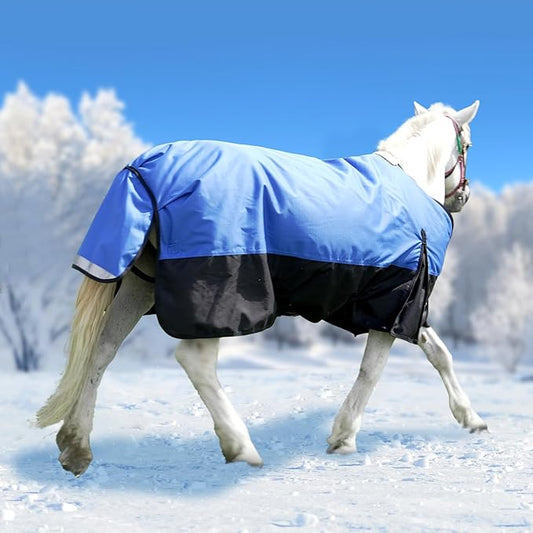 72” Winter Horse Blanket, 1200D Waterproof Poly Horse Turnout Blanket, Tear-Resistant Warmth Horse Blanket with Snuggit 220G Filling, Breathable Thick Turnout Blankets for Horse