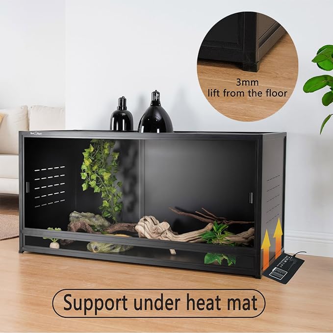Reptile Terrarium Cabinet 48''x24''x24'' Large PVC Reptile Enclosure 120 Gallons with 12'' Height for Bearded Dragon Gecko Lizard Snake, Wide Breeding Vivarium Area with Sliding Doors Lock