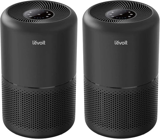 LEVOIT Air Purifier for Home Allergies Pets in Bedroom, Covers Up to 1074 ft² by 56W High Torque Motor, AHAM VERIFIDE, 3-in-1 Filter, HEPA Sleep Mode, Remove Dust Smoke Odor, Core300-P, Black, 2 Pack