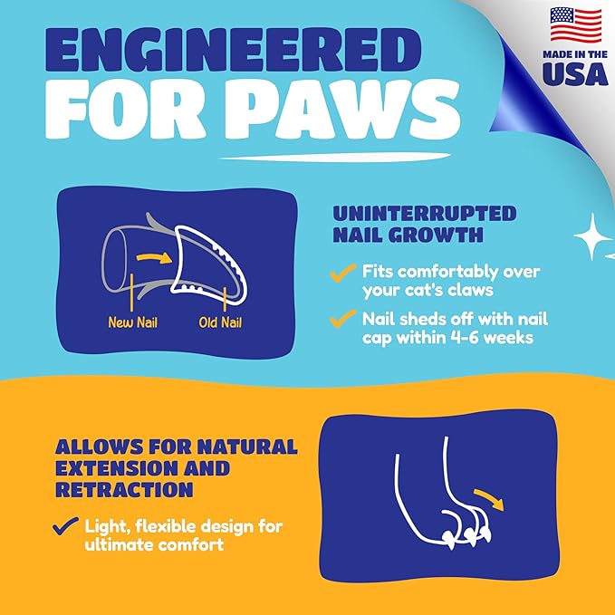 Soft Claws Cat Nail Caps for Medium Cats – (40 Caps, Pride) - Made in USA - Veterinarian-Developed | Protects Furniture & Skin - Easy to Apply, Long-Lasting Anti-Scratch Soft Cat Claw Covers
