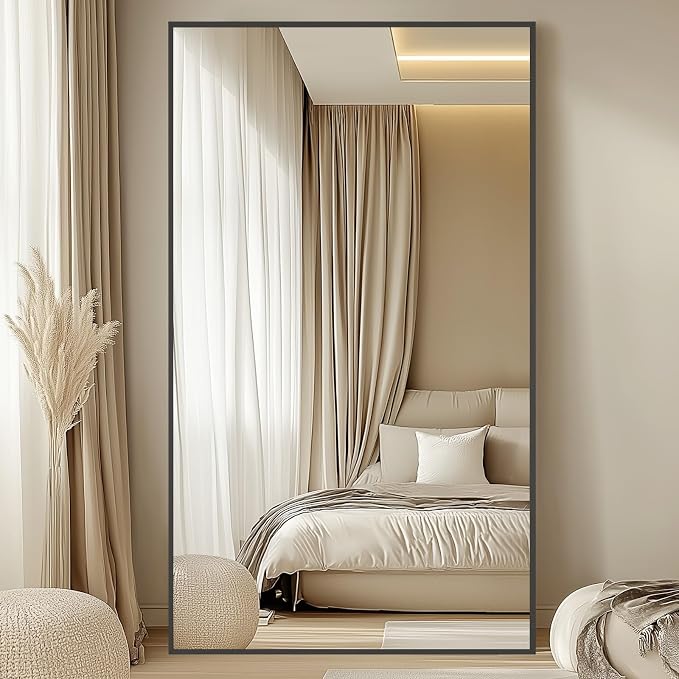 Oversized Standing Mirror Full Length, Hanging or Wall Mounted, Tempered Glass