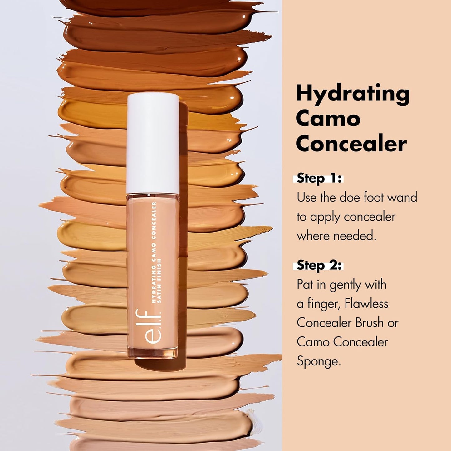 e.l.f. Hydrating Camo Concealer, Covers Blemishes & Under-Eye Circles, Full-Coverage & Delivers A Satin Finish, Vegan & Cruelty-Free, Fair Beige