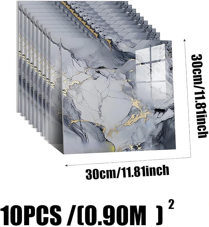 10pcs Peel and Stick Tile Shower Waterproof Marble Tiles Wall Panels,