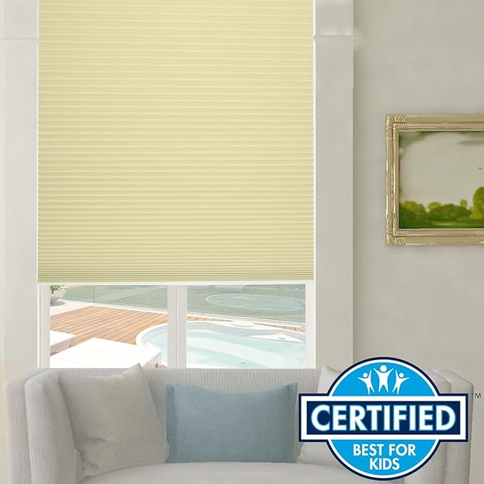 Persilux 100% Blackout Cordless Cellular Shades & Blinds Honeycomb Blinds Bottom up Thermal Insulated Window Shades for Home, Windows and Kitchen, Cream, 25" W x 80" H