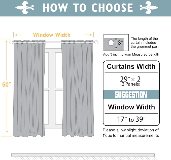 ChrisDowa Small Window Curtains 50 inches Long