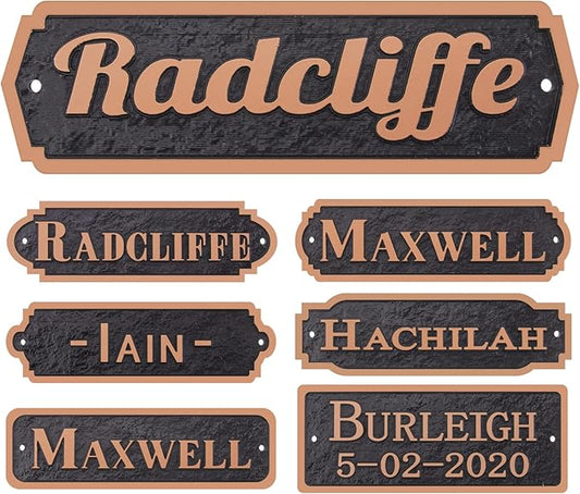 Acrylic Horse Stall Name Plate, 2.4" x 8" Personalized Stall Signs, UV Protected, Custom Pet Name Sign, All Weather Adhesive, Mounting (Antique Copper, Style 1)