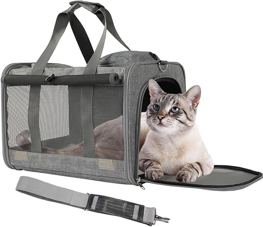 Cat Carriers Soft Grey Small Dog Carrier Airline Approved,Pets Travel Bag for Cats Puppies,Large Pocket,Breathable,Sunshine Protection Pet's Carrier Privacy Protection Outdoor Kitties Kennel
