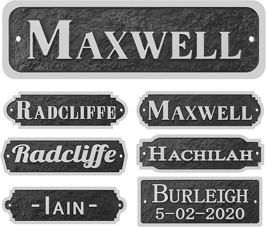 Acrylic Horse Stall Name Plate, 2.4" x 8" Personalized Stall Signs, UV Protected, Custom Pet Name Sign, All Weather Adhesive, Mounting (Silver, Style 3)