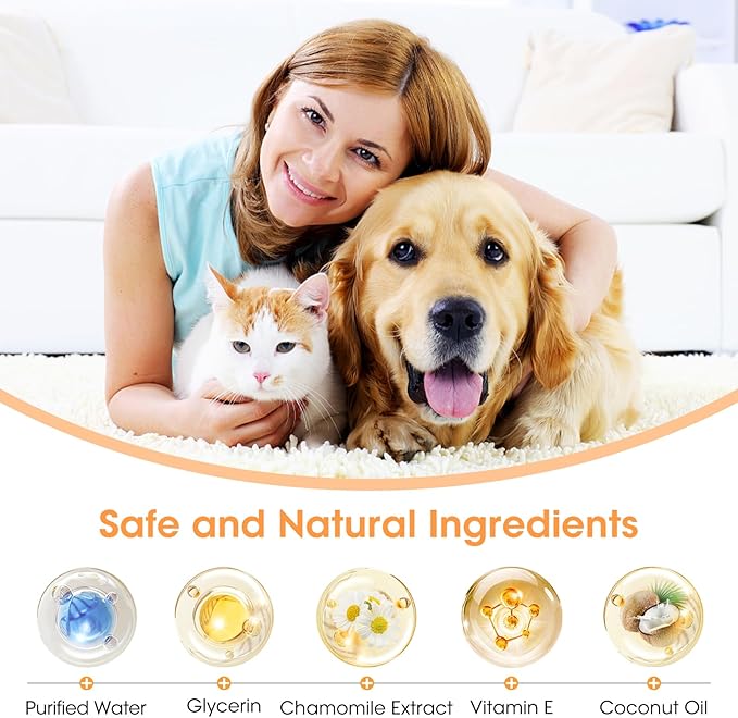 Dog Dental Wipes, Dog Teeth Cleaning Finger Wipes, Reduce Plaque & Tartar, Freshen Breath, Safe Natural Pet Dental Care Finger Wipes for Dog & Cat, Portable & Disposable Dog Tooth Wipes, 50 Ct