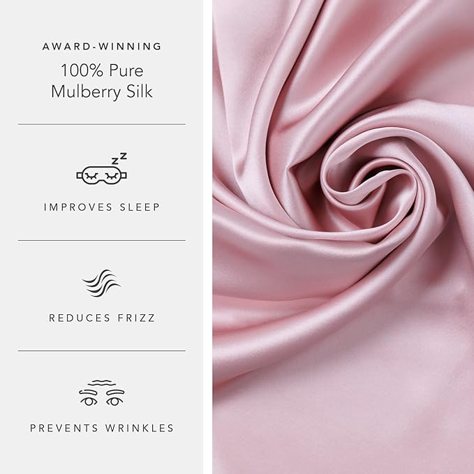 Fishers Finery 25mm 100% Pure Mulberry Silk Pillowcase (English Rose Queen 2 Pack)