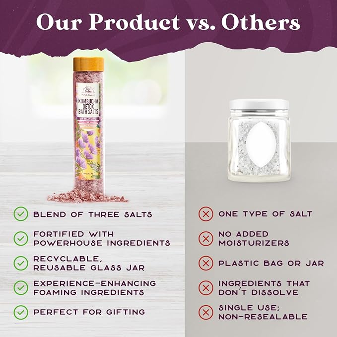 PURPLE CANYON SolSalts Kombucha Detox Bath Salts 10oz - Lavender Rosemary Soak with Apple Cider Vinegar - Detoxifying Spa Experience